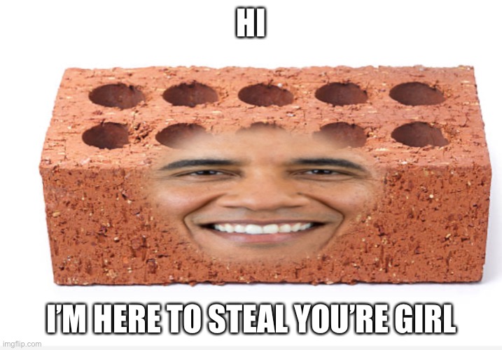 Brick Obama | HI; I’M HERE TO STEAL YOU’RE GIRL | image tagged in brick obama | made w/ Imgflip meme maker