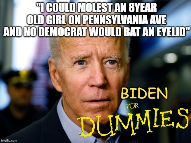DEMOCRATS REALLY WOULDN'T BE BOTHERED, HOW SICK ARE THESE PEOPLE? THAT THEY COULD STILL VOTE FOR THIS DEMON. | image tagged in biden for dummies child molesterpennsylvaniademocrat pedophilebiden 2020,biden for dummies | made w/ Imgflip meme maker