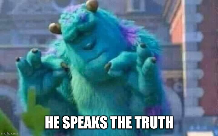 Sully shutdown | HE SPEAKS THE TRUTH | image tagged in sully shutdown | made w/ Imgflip meme maker