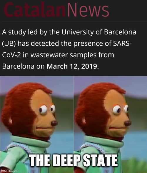 Well, well, well... |  THE DEEP STATE | image tagged in puppet monkey looking away,covid-19,coronavirus | made w/ Imgflip meme maker