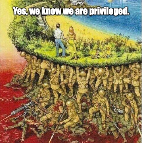 Now that you mention it... | Yes, we know we are privileged. | image tagged in privilege,respect | made w/ Imgflip meme maker