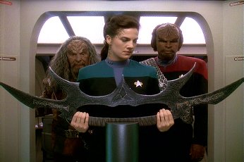 Jadzia Bat'leth Blank Meme Template