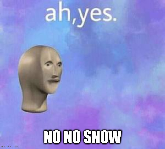 Ah yes | NO NO SNOW | image tagged in ah yes | made w/ Imgflip meme maker