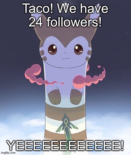 YAYAYAYAY! :D | Taco! We have 24 followers! YEEEEEEEEEEEE! | image tagged in meme | made w/ Imgflip meme maker