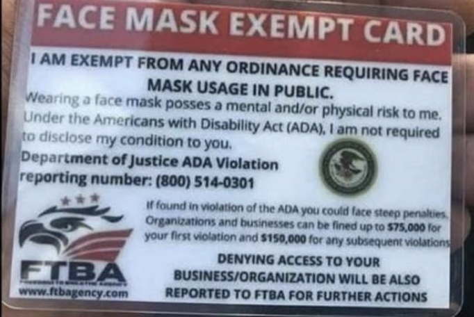 Face mask exemption card Blank Meme Template