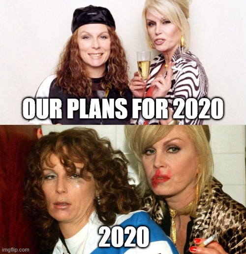 My Plans for 2020 |  OUR PLANS FOR 2020; 2020 | image tagged in 2020,absolutely fabulous | made w/ Imgflip meme maker
