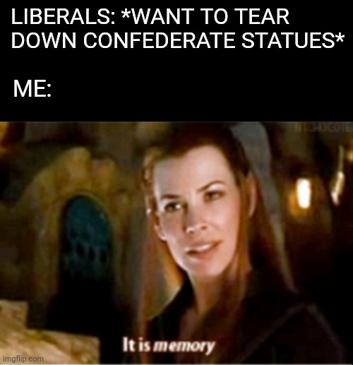 LIBERALS: *WANT TO TEAR DOWN CONFEDERATE STATUES*; ME: | image tagged in the hobbit,lord of the rings,confederate,elf | made w/ Imgflip meme maker