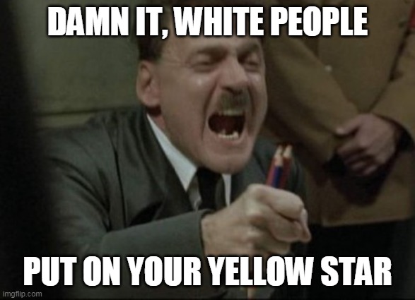 Hitler Downfall | DAMN IT, WHITE PEOPLE PUT ON YOUR YELLOW STAR | image tagged in hitler downfall | made w/ Imgflip meme maker