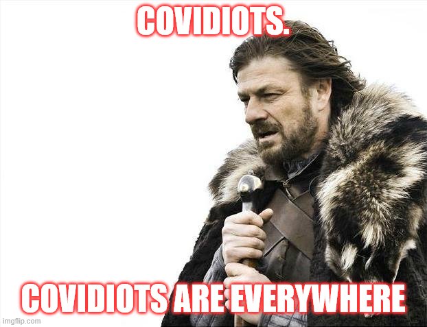 covidiots | COVIDIOTS. COVIDIOTS ARE EVERYWHERE | image tagged in memes,brace yourselves x is coming | made w/ Imgflip meme maker