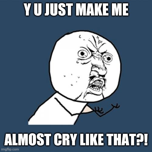 Y U No Meme | Y U JUST MAKE ME ALMOST CRY LIKE THAT?! | image tagged in memes,y u no | made w/ Imgflip meme maker