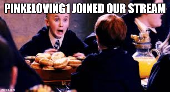 Malfoy Screaming | PINKELOVING1 JOINED OUR STREAM | image tagged in malfoy screaming | made w/ Imgflip meme maker
