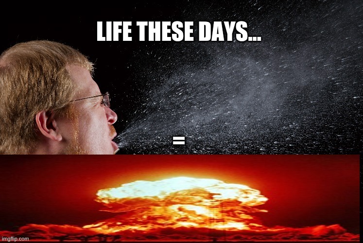 Life these days... | LIFE THESE DAYS... | image tagged in sneezing,bomb | made w/ Imgflip meme maker
