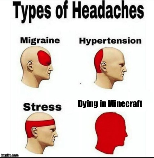 Its true tho | Dying in Minecraft | image tagged in types of headaches meme,too much minecraft | made w/ Imgflip meme maker