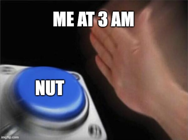 Blank Nut Button Meme | ME AT 3 AM; NUT | image tagged in memes,blank nut button | made w/ Imgflip meme maker