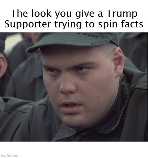 The look you give a Trump Supporter trying to spin facts; COVELL BELLAMY III | image tagged in the look you give to a trump supporter trying to spin facts | made w/ Imgflip meme maker
