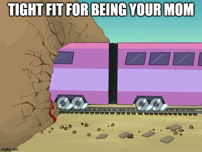 train tunnel | TIGHT FIT FOR BEING YOUR MOM | image tagged in train tunnel | made w/ Imgflip meme maker