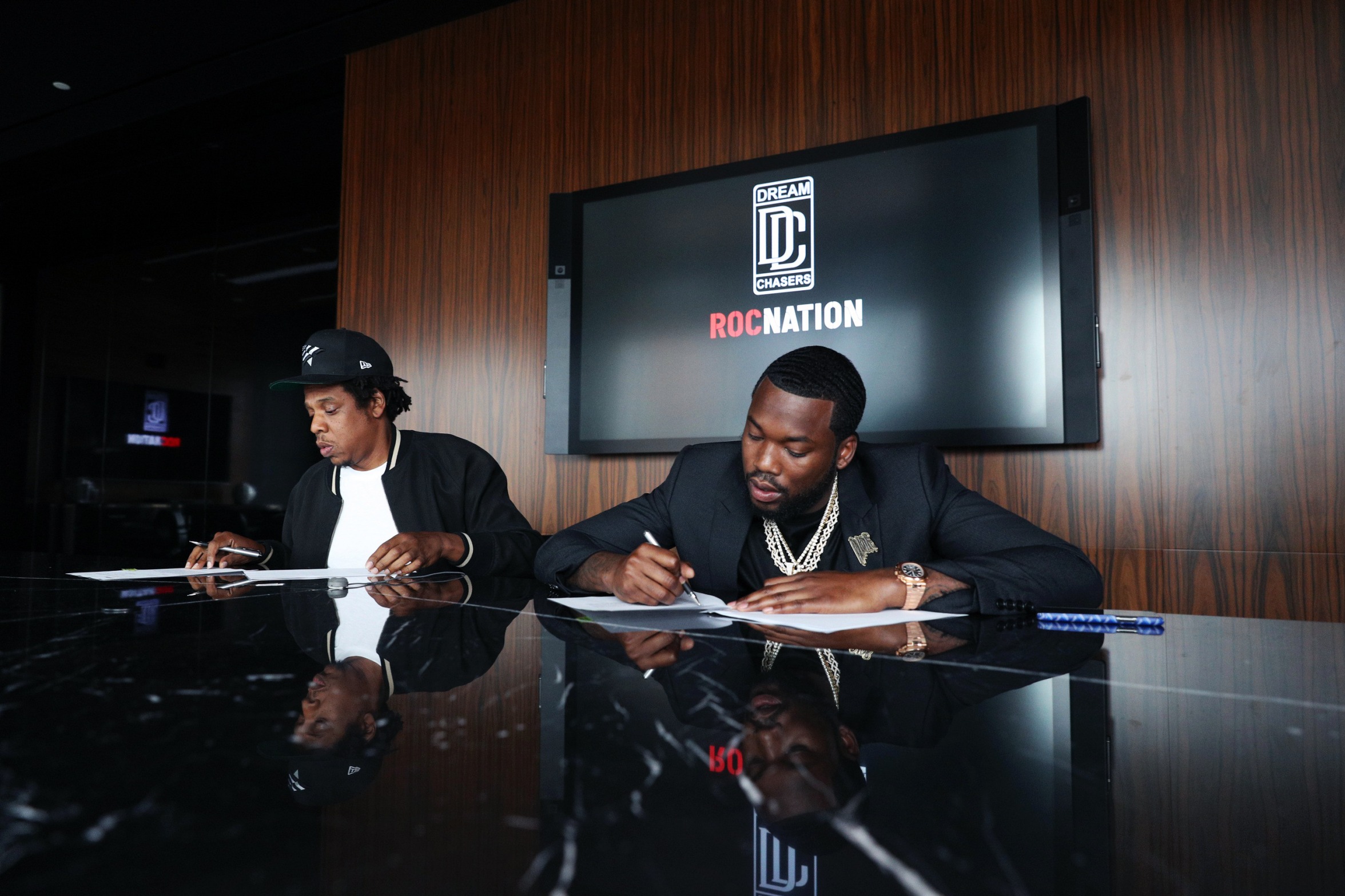 High Quality Jay-Z signing Meek mill Blank Meme Template