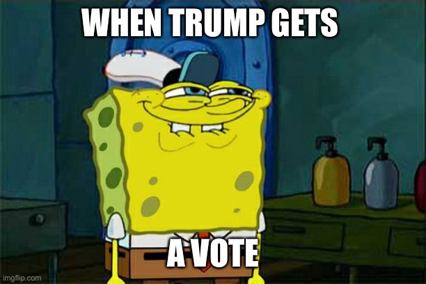 Don't You Squidward | WHEN TRUMP GETS; A VOTE | image tagged in memes,don't you squidward | made w/ Imgflip meme maker
