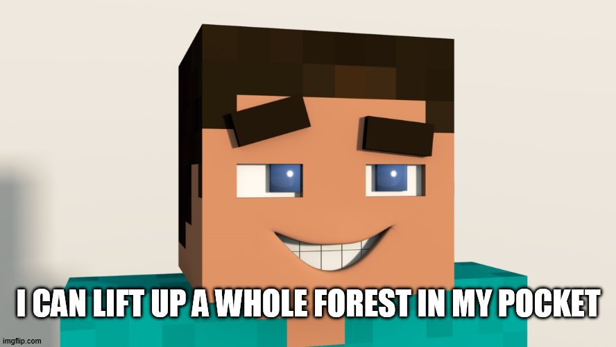 Steve (Minecraft) | I CAN LIFT UP A WHOLE FOREST IN MY POCKET | image tagged in steve minecraft | made w/ Imgflip meme maker