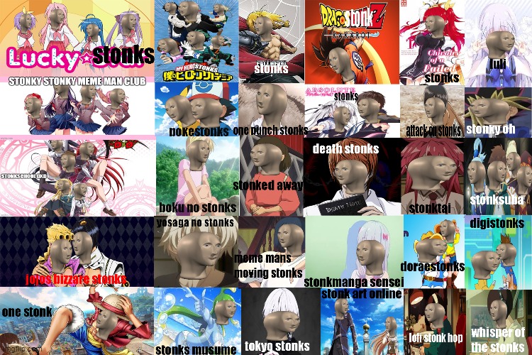 meme man complication anime edition | image tagged in memes,meme man,anime,stonks | made w/ Imgflip meme maker