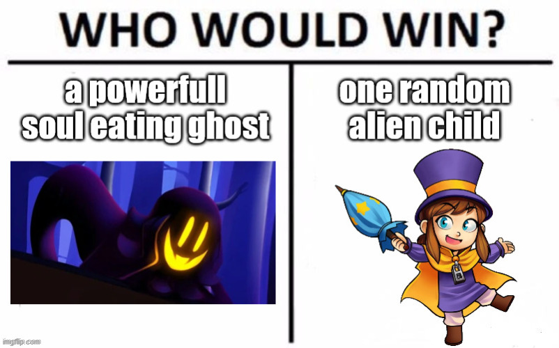 image tagged in a hat in time,who would win,was on my pc bevore i had a profil | made w/ Imgflip meme maker
