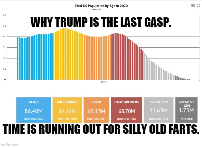 There aren't enough angry, old white guys to keep this jalopy going. | WHY TRUMP IS THE LAST GASP. TIME IS RUNNING OUT FOR SILLY OLD FARTS. | image tagged in trump,angry,old,white,guys | made w/ Imgflip meme maker