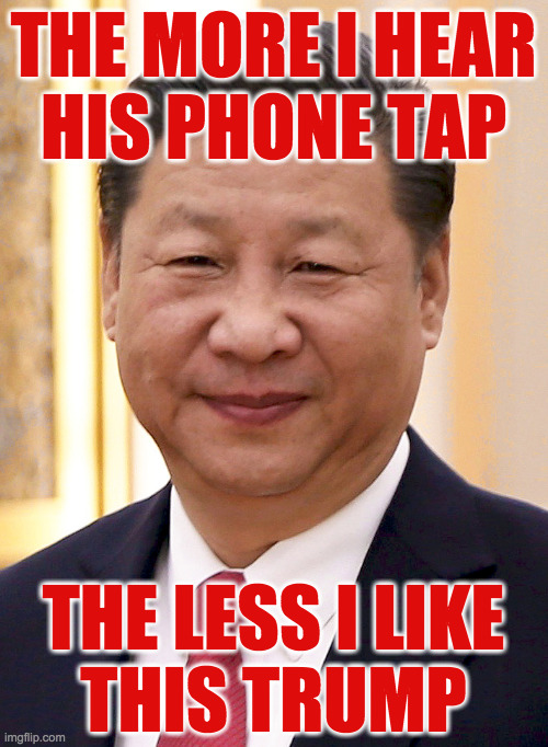 When Putin and Jinping know more of what's up than we do. | THE MORE I HEAR
HIS PHONE TAP; THE LESS I LIKE
THIS TRUMP | image tagged in supreme leader,memes,tap tap tap,chynah | made w/ Imgflip meme maker