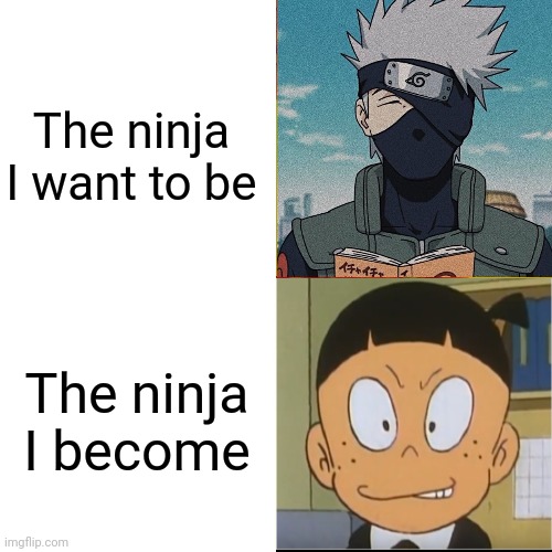 NINJA FAILURE | The ninja I want to be; The ninja I become | image tagged in memes | made w/ Imgflip meme maker