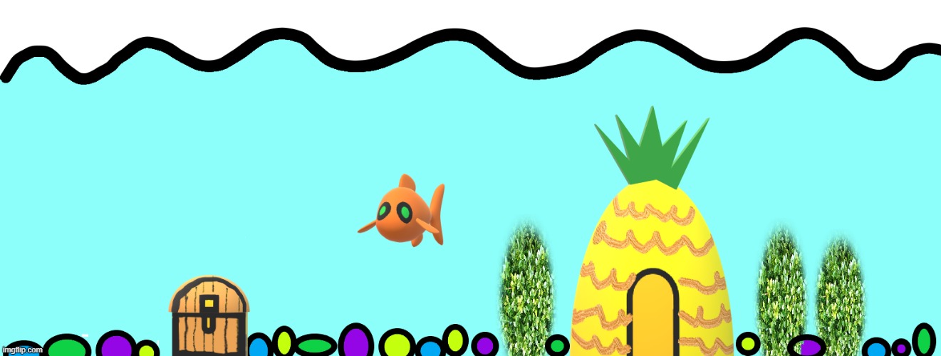 fish in a fish tank; created using paint 3d on my computer | made w/ Imgflip meme maker