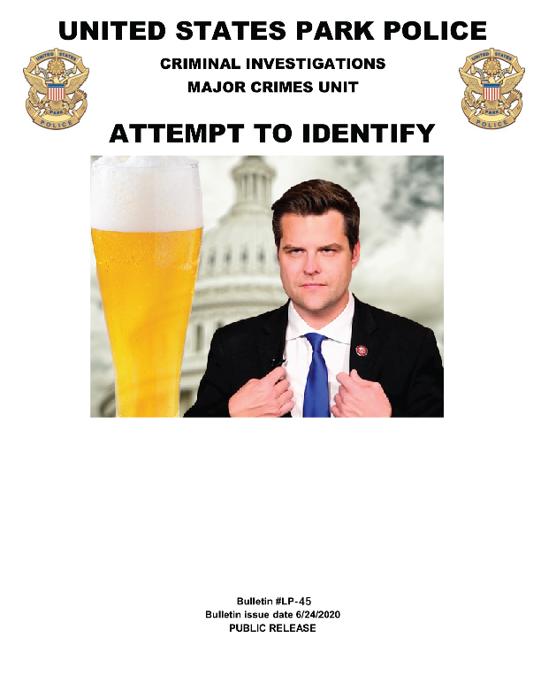 Matt Gaetz Wanted Poster Attempt to Identify Blank Meme Template
