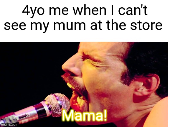 4yo me when I can't see my mum at the store; Mama! | image tagged in memes,freddie mercury | made w/ Imgflip meme maker