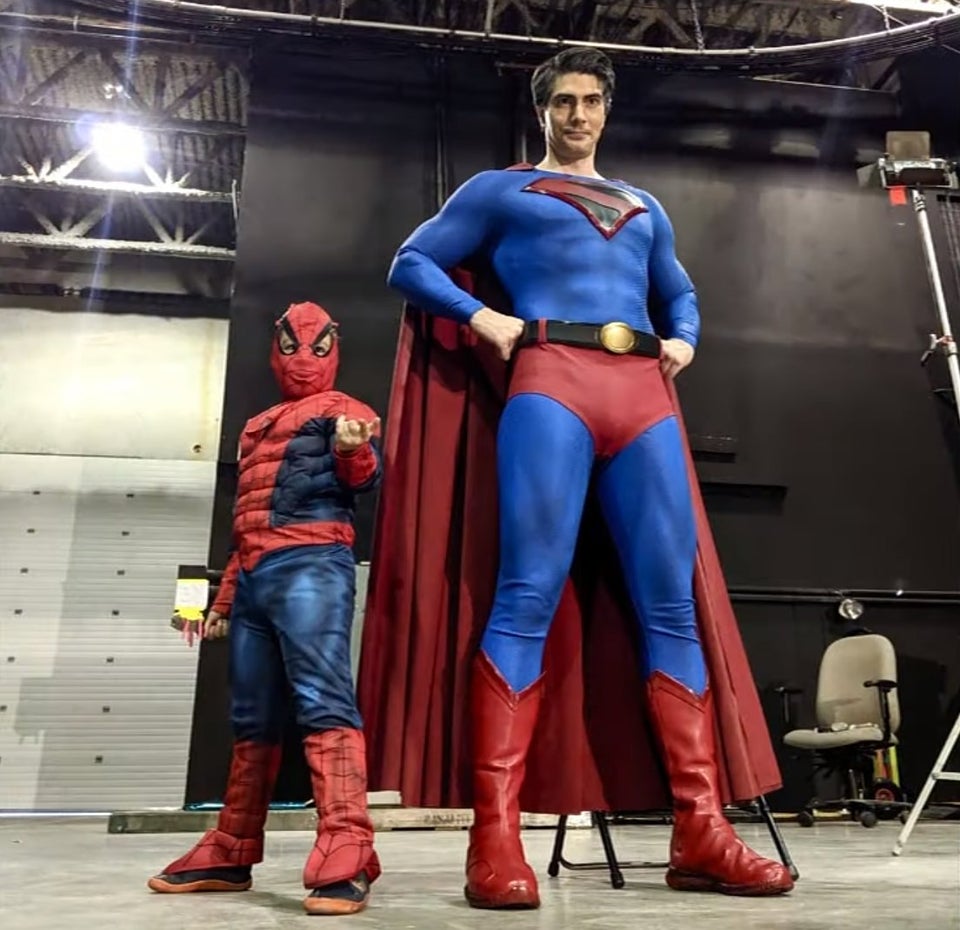 Big Superman, Small Spiderman Blank Meme Template