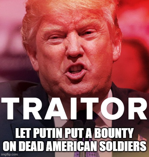Trump is Working For Putin | LET PUTIN PUT A BOUNTY ON DEAD AMERICAN SOLDIERS | image tagged in traitor,treason,criminal,corrupt,psychopath,impeached | made w/ Imgflip meme maker