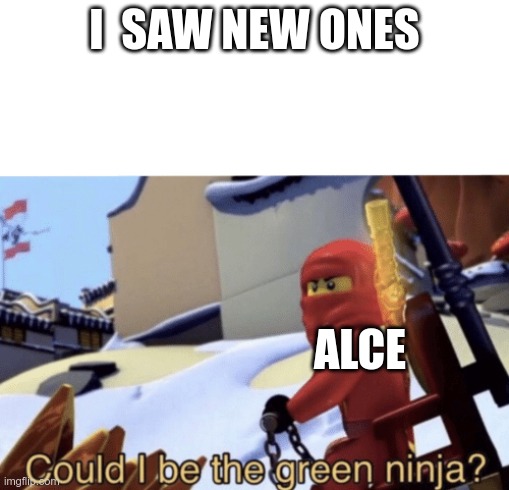 new ones in a nutshell | I  SAW NEW ONES; ALCE | image tagged in could i be the green ninja | made w/ Imgflip meme maker