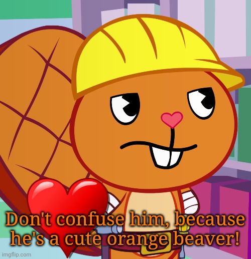 This template that I usually didn't post it on here a long time ago. (Confused Handy) | Don't confuse him, because he's a cute orange beaver! | image tagged in confused handy htf,happy tree friends,memes,confused | made w/ Imgflip meme maker