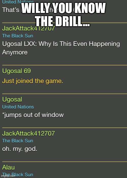 WILLY YOU KNOW THE DRILL... | made w/ Imgflip meme maker