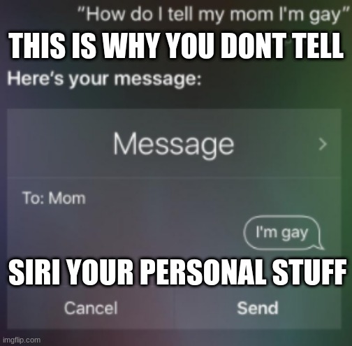 don't tell siri anything personal | THIS IS WHY YOU DONT TELL; SIRI YOUR PERSONAL STUFF | image tagged in memes,funny memes | made w/ Imgflip meme maker