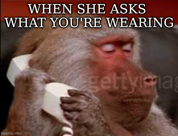 Can I take a message | WHEN SHE ASKS 
WHAT YOU'RE WEARING | image tagged in can i take a message | made w/ Imgflip meme maker