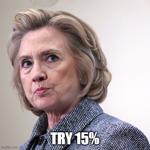 hillary clinton pissed | TRY 15% | image tagged in hillary clinton pissed | made w/ Imgflip meme maker