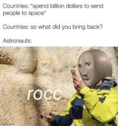 Rocc | image tagged in meme man,rock | made w/ Imgflip meme maker
