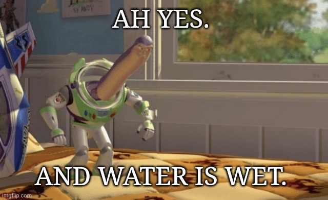 Hmm yes | AH YES. AND WATER IS WET. | image tagged in hmm yes | made w/ Imgflip meme maker