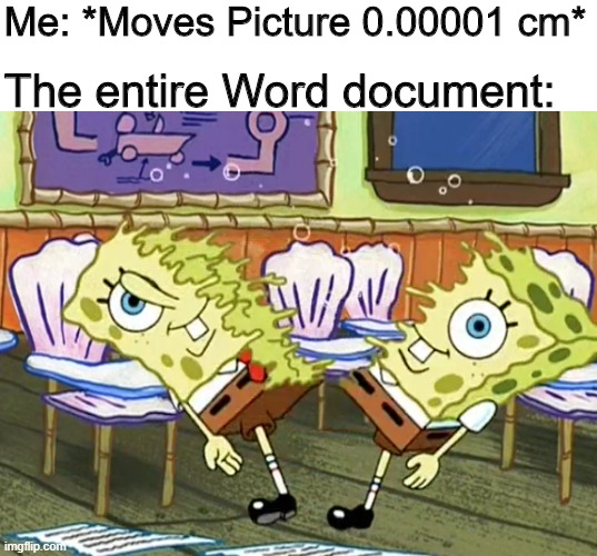 So In Co        nclusion |  Me: *Moves Picture 0.00001 cm*; The entire Word document: | image tagged in spongebob cut in half,memes,funny,word,spongebob | made w/ Imgflip meme maker