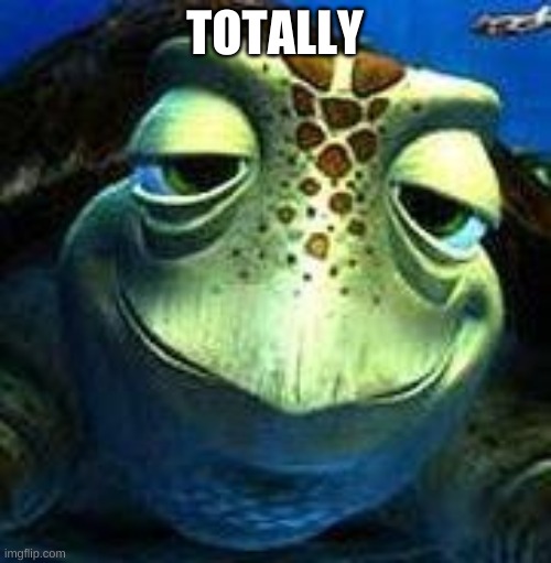 Finding Nemo turtle | TOTALLY | image tagged in finding nemo turtle | made w/ Imgflip meme maker