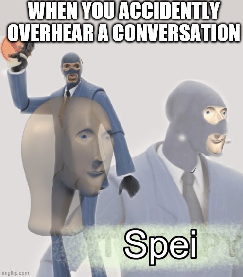 Meme man spei | WHEN YOU ACCIDENTLY OVERHEAR A CONVERSATION | image tagged in meme man spei | made w/ Imgflip meme maker