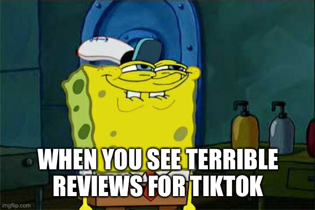 Don't You Squidward | WHEN YOU SEE TERRIBLE REVIEWS FOR TIKTOK | image tagged in memes,don't you squidward | made w/ Imgflip meme maker