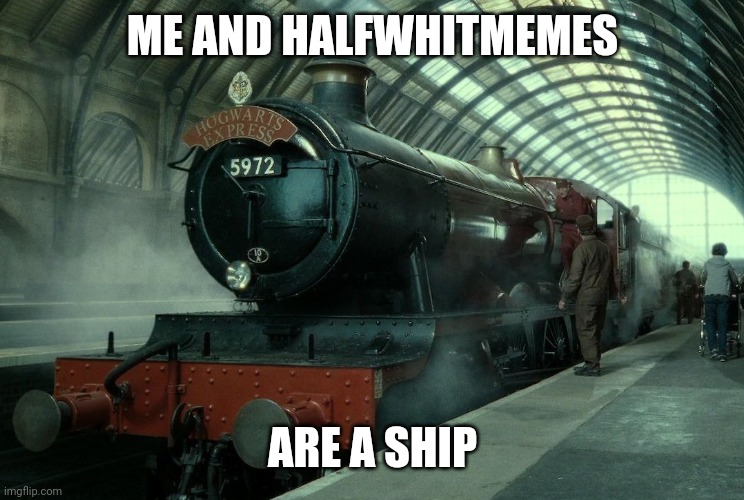 Hogwarts express | ME AND HALFWHITMEMES; ARE A SHIP | image tagged in hogwarts express | made w/ Imgflip meme maker