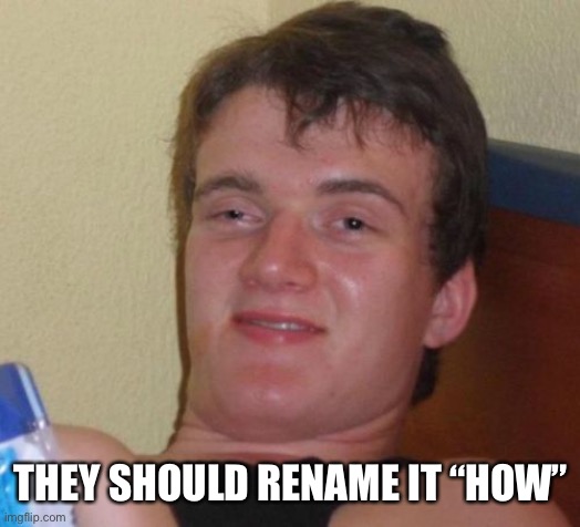 10 Guy Meme | THEY SHOULD RENAME IT “HOW” | image tagged in memes,10 guy | made w/ Imgflip meme maker