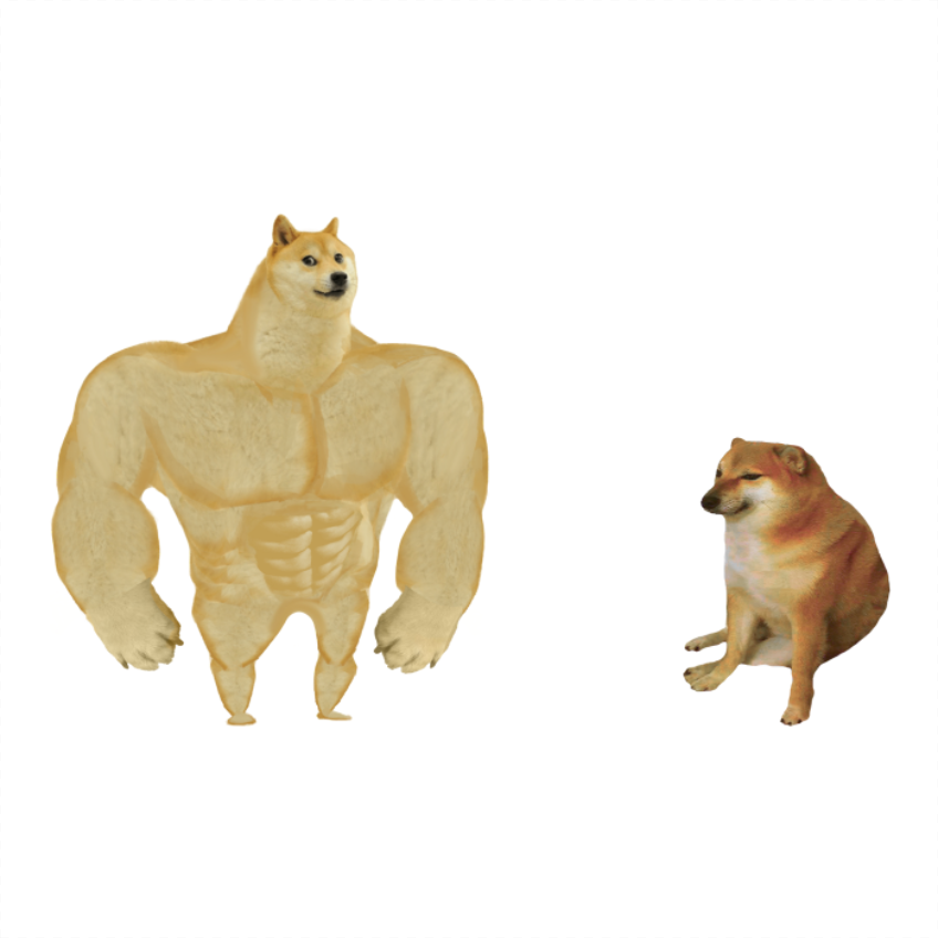 High Quality Super Dog vs Little Dog Blank Meme Template