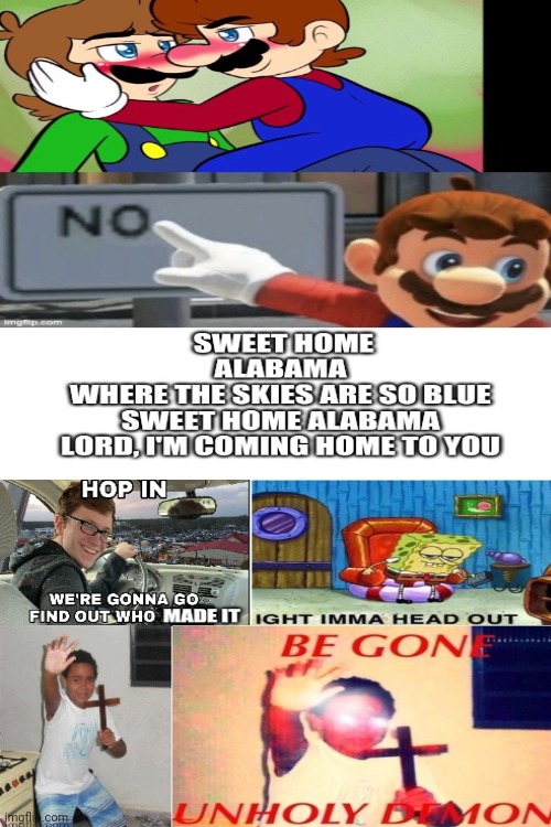 WTF, come on people sing it with me | image tagged in blank white template,sweet home alabama,mario,shipping,mario no sign,crap | made w/ Imgflip meme maker
