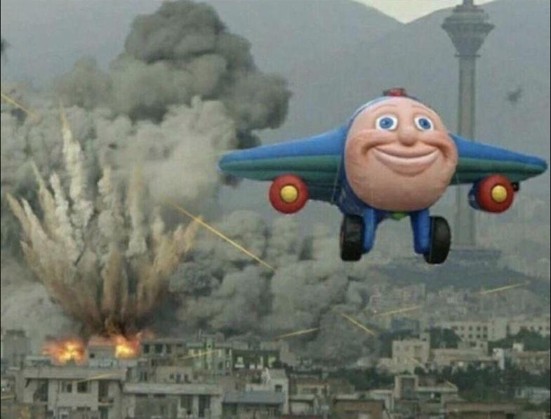 aeroplane escaping destruction Blank Meme Template